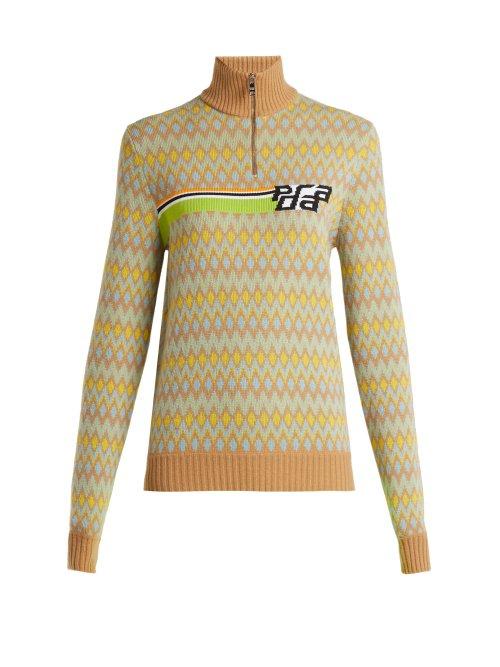 Matchesfashion.com Prada - Logo Intarsia Wool Blend Sweater - Womens - Multi