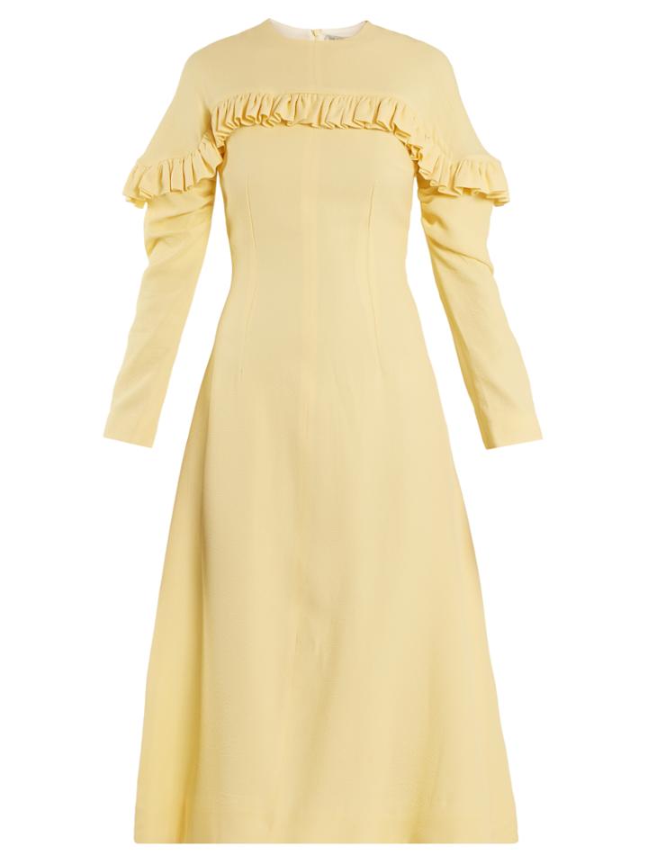 Emilia Wickstead Lala Ruffle-trimmed Honeycomb-crepe Midi Dress