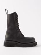 Bottega Veneta - Lug Leather Ankle Boots - Womens - Black