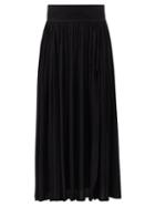 Matchesfashion.com Balmain - Pleated Jersey Maxi Skirt - Womens - Black