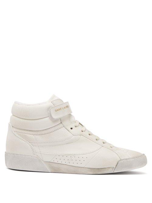 Matchesfashion.com Saint Laurent - Lenny High Top Leather Trainers - Womens - White