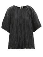 Ladies Rtw Totme - Dolman-sleeve Crinkled-silk Top - Womens - Black