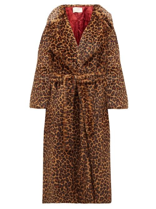 Matchesfashion.com Sara Battaglia - Leopard Print Faux Fur Wrap Coat - Womens - Leopard