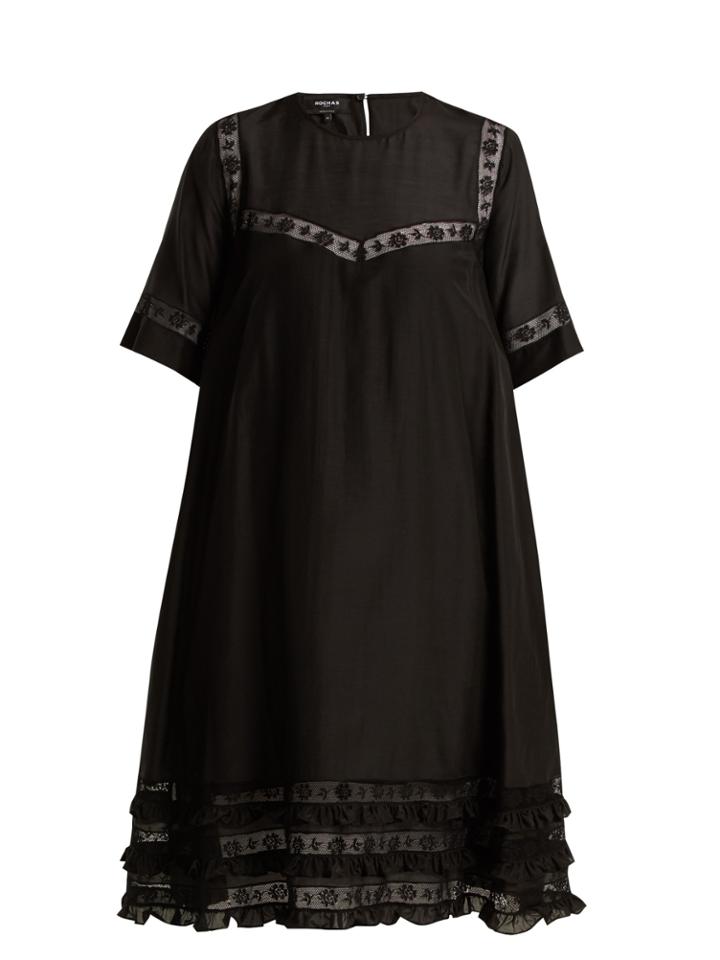 Rochas Lace-trimmed Cotton-voile Dress