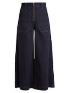 See By Chloé Quilted-detail High-rise Cotton-denim Culottes