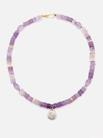 Musa By Bobbie - Diamond, Amethyst, Pearl & 14kt Gold Necklace - Womens - Purple Multi