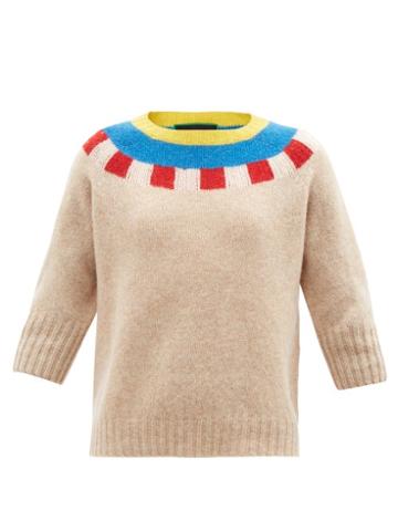 La Fetiche - Otti Striped-instarsia Wool Sweater - Womens - Beige Multi