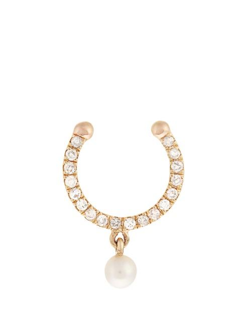Anissa Kermiche Diamond, Pearl & Yellow-gold Nose Ring
