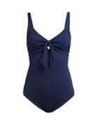 Matchesfashion.com Melissa Odabash - Lisbon Bow Front Stretch Jersey Swimsuit - Womens - Navy