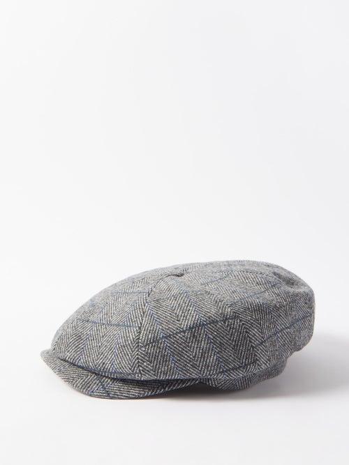 Paul Smith - Check Herringbone-wool Flat Cap - Mens - Light Grey