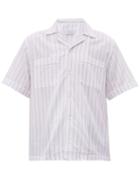 Matchesfashion.com Saturdays Nyc - Cameron Striped Short Sleeved Cotton Blend Shirt - Mens - White