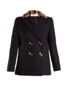 Muveil Double-breasted Leopard-print Collar Woven Jacket