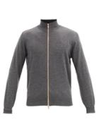 Matchesfashion.com Brunello Cucinelli - Zipped Cashmere Track Jacket - Mens - Dark Grey