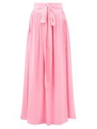 Matchesfashion.com Melissa Odabash - Elsa Belted Poplin Maxi Skirt - Womens - Pink