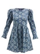Batsheva - X Laura Ashley Prairie Floral-print Cotton Dress - Womens - Blue Multi