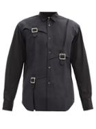 Matchesfashion.com Comme Des Garons Shirt - Buckled Cotton-piqu Shirt - Mens - Black