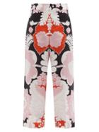 Matchesfashion.com Valentino - High-rise Arazzo-print Cotton-poplin Trousers - Womens - Orange Multi