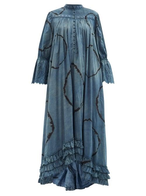 Matchesfashion.com Mimi Prober - Bronte Embroidered Organic Cotton-voile Dress - Womens - Indigo