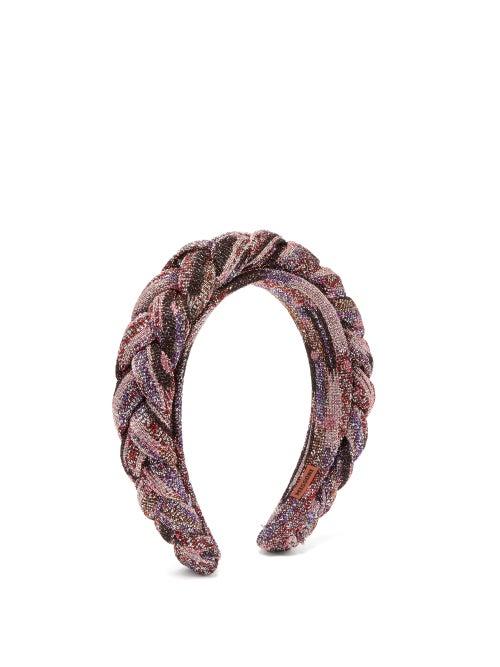 Matchesfashion.com Missoni - Braided Metallic-knit Headband - Womens - Pink