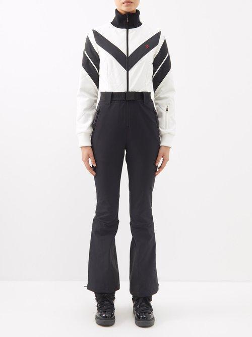 Perfect Moment - Frost Chevron-print Quilted Ski Suit - Womens - Black White