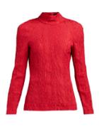 Matchesfashion.com Alexachung - High Neck Open Back Cloqu Crepe Top - Womens - Red