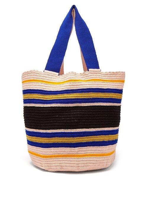 Matchesfashion.com Sophie Anderson - Woven Crochet Tote Bag - Womens - Blue Multi