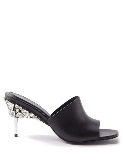 Peter Do - Metallic-heel, Crystal And Leather Mules - Womens - Black