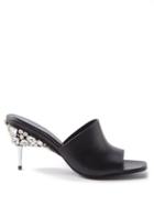 Peter Do - Metallic-heel, Crystal And Leather Mules - Womens - Black