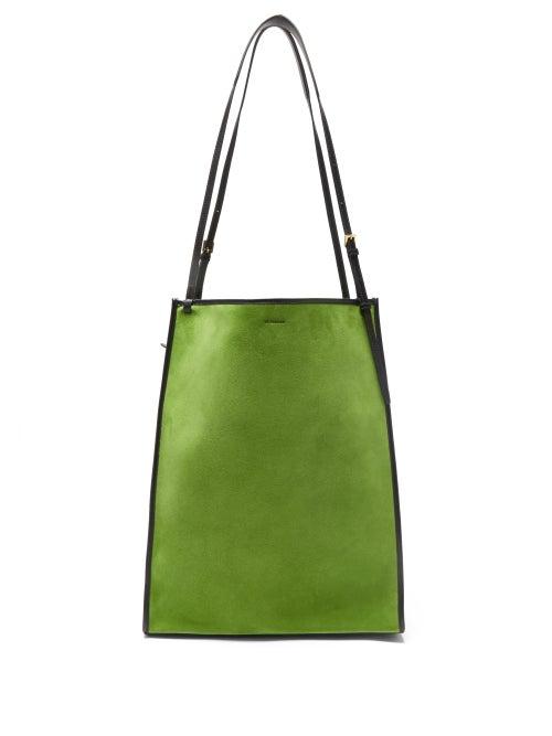 Ladies Bags Jil Sander - Suede And Leather Tote Bag - Womens - Black Green