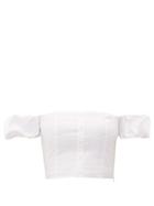 Matchesfashion.com Staud - Guava Puff Sleeve Cotton Blend Crop Top - Womens - White
