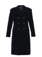 Matchesfashion.com Giorgio Armani - Double-breasted Velvet Overcoat - Mens - Navy