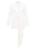 Matchesfashion.com Odyssee - Jk Benson Satin-trimmed Belted Canvas Blazer - Womens - Ivory