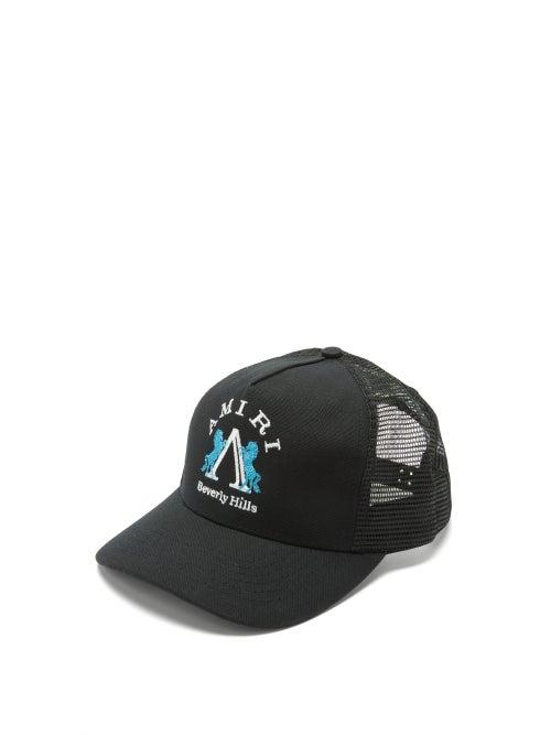 Matchesfashion.com Amiri - Beverley Hills-embroidered Cotton Trucker Cap - Mens - Black