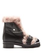 Alexander Mcqueen Shearling-trimmed Leather Ankle Boots
