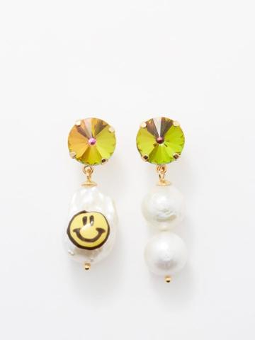Joolz By Martha Calvo - Rainbow Pearl Mismatched Gold-plated Earrings - Womens - Multi