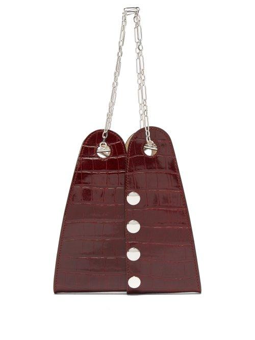 Matchesfashion.com Lemaire - Double Layer Crocodile Effect Leather Bag - Womens - Burgundy