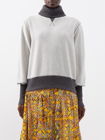 Wiggy Kit - High-neck Organic-cotton Jersey Sweatshirt - Womens - Light Grey