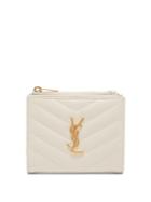 Matchesfashion.com Saint Laurent - Monogram Grained Leather Wallet - Womens - White