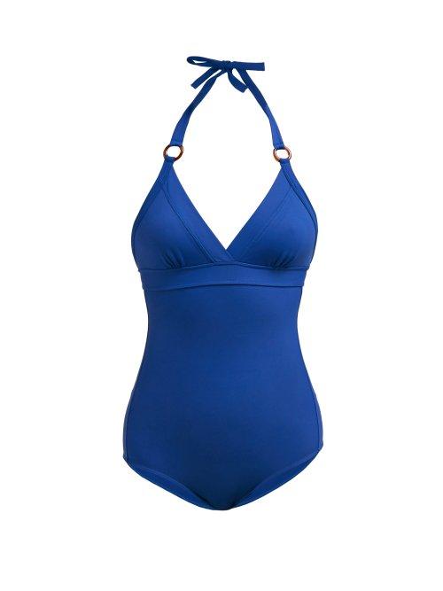 Matchesfashion.com Max Mara Beachwear - Valdai Stretch Jersey Swimsuit - Womens - Blue