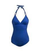 Matchesfashion.com Max Mara Beachwear - Valdai Stretch Jersey Swimsuit - Womens - Blue