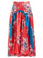 Matchesfashion.com Roksanda - Zelma Floral Print Silk Skirt - Womens - Pink Print