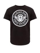 Matchesfashion.com Balmain - Flocked Logo Crest Cotton T Shirt - Mens - Black