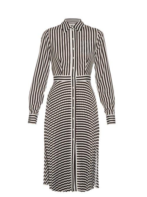 Matchesfashion.com Altuzarra - Dane Striped Crepe De Chine Dress - Womens - Black White