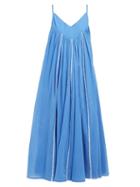Matchesfashion.com Anaak - Violeta Stitched Stripe Cotton Midi Dress - Womens - Blue
