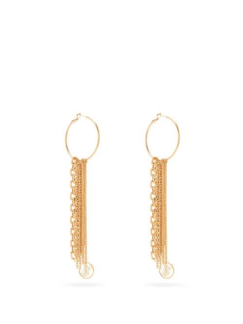 Matchesfashion.com Burberry - Tb Monogram And Chain Drop Earrings - Womens - Gold