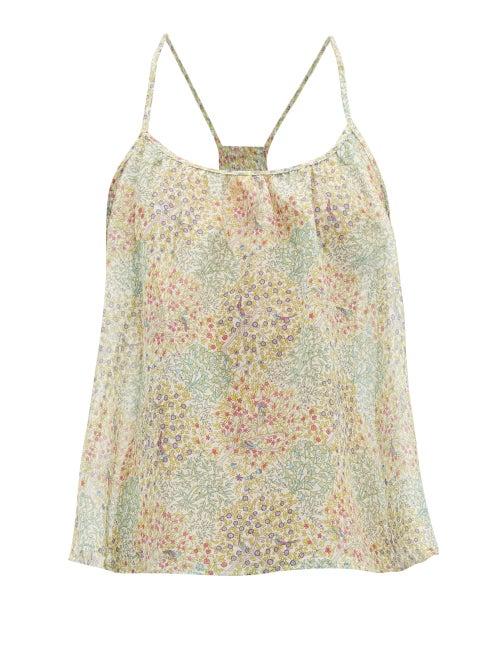 Matchesfashion.com Loup Charmant - Liberty Print Cotton Voile Top - Womens - Green