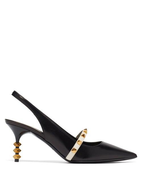Matchesfashion.com Valentino Garavani - Rockstud Slingback Leather Pumps - Womens - Black Multi