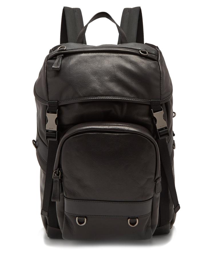 Prada Front-pocket Leather Backpack