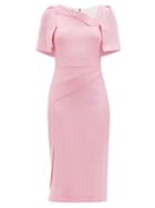 Matchesfashion.com Roland Mouret - Fenton Cape-back Wool-crepe Pencil Dress - Womens - Light Pink