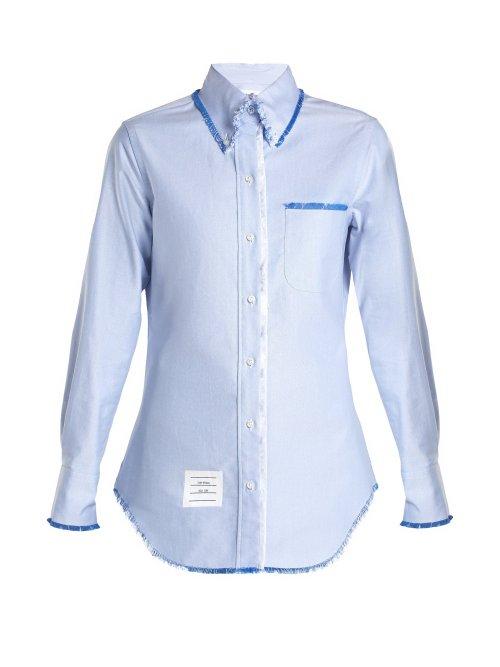 Matchesfashion.com Thom Browne - Button Down Collar Cotton Shirt - Womens - Light Blue
